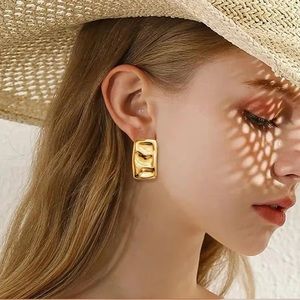 24K Gold Rectangular Earrings*Statement Earrings*Waterproof*Sweatproof